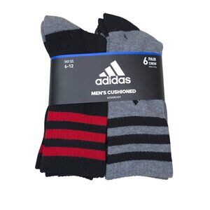 Adidas Mens Cushioned 6-Pack Crew Socks With AEROREADY Technology Black/Grey
